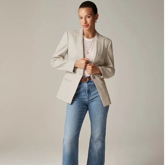 J. CREW Size 00 Alexandra Blazer in Stretch Linen Blend Flax $248 - Picture 2 of 4